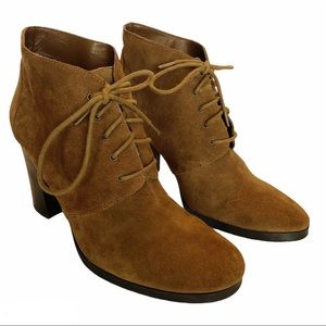 Franco Sarto Tan Suede Lace-Up Booties